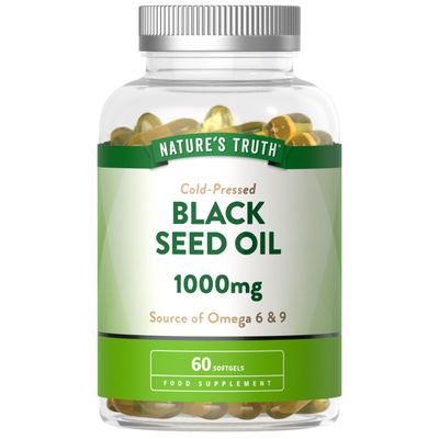 Black Seed Oil Capsules 1000mg | Cold Pressed Nigella Sativa Supplement with Omega 6 & 9 | 60 Softgels | Nature's Truth