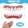 1 Pair of Silicone Reline Denture Set, Soft Denture Reline Kit, Snap On Veneers Teeth Top and Bottom Silicone Denture Reline Kit for Missing Teeth for Upper and Lower Dentures Natural Tones view 2