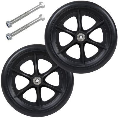 Wheelchair wheels,Front Wheelchair Wheel, 2 Pcs Hard Rubber Solid Tire, 6" 7" 8" Wheel 5/16" Bearing, 2" (50 Mm) Hub Width, Replacement Wheels for Wheelchair Walkers(Black,20Cm (8 In))