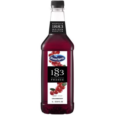 1883 Routin Ocean Spray Cranberry Syrup, 1 Litre Bottle For Cocktails & Iced Drinks