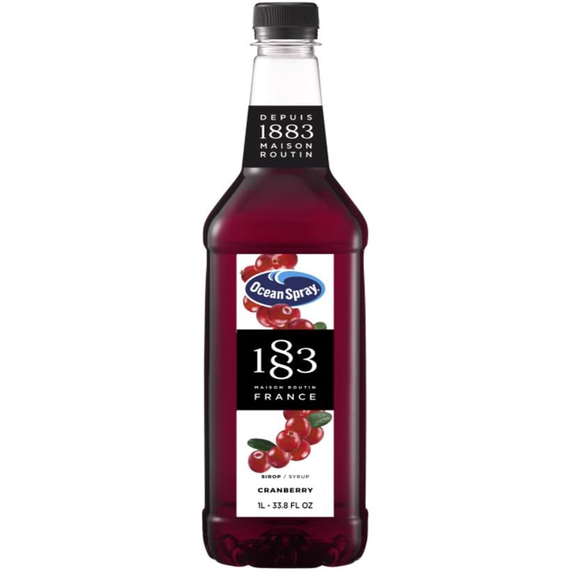 1883 Routin Ocean Spray Cranberry Syrup, 1 Litre Bottle For Cocktails & Iced Drinks