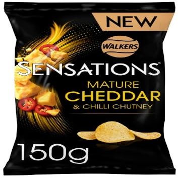 2 x Mature Cheddar & Chilli Chutney Flavour Potato Crisps 150g Delicious Tasty Treat Perfect For Sharing With Friends And Family