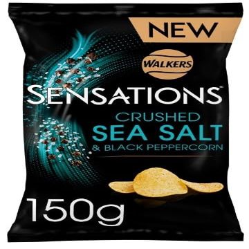 4 x Crushed Sea Salt & Black Peppercorn Flavour Potato Crisps 150g Tasty Treat Delicious Perfect For Sharing With Friends And Family