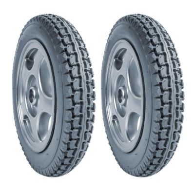 12 1/2 x 2 1/4, 1 Pair of 12 Inch Electric Wheelchair Replacement Rear Wheels, Rubber Solid Tires with 17mm (5/8 Inch) Bearings