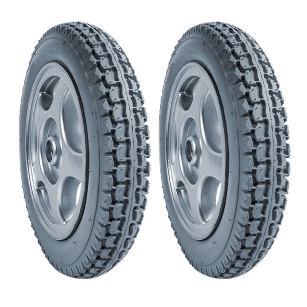 12 1/2 x 2 1/4, 1 Pair of 12 Inch Electric Wheelchair Replacement Rear Wheels, Rubber Solid Tires with 17mm (5/8 Inch) Bearings
