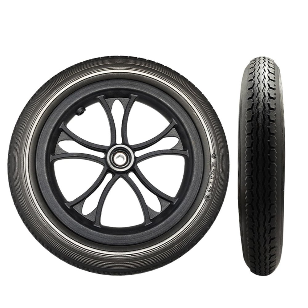 12 Inch Wheelchair Rear Wheels, 12 1/2x2 1/4 Electric Wheelchair Replacement Wheels, Solid Non-Pneumatic PU Tires, Wheel Assembly
