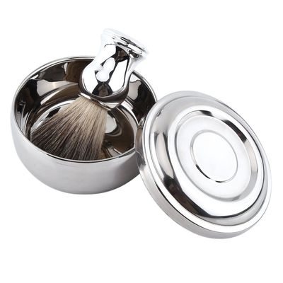 ZenithAur Men Shave Tool Kit, Premium Alloy Shaving Soap Mug Bowl with Lid, Silver Handle Faux Badger Hair Brush