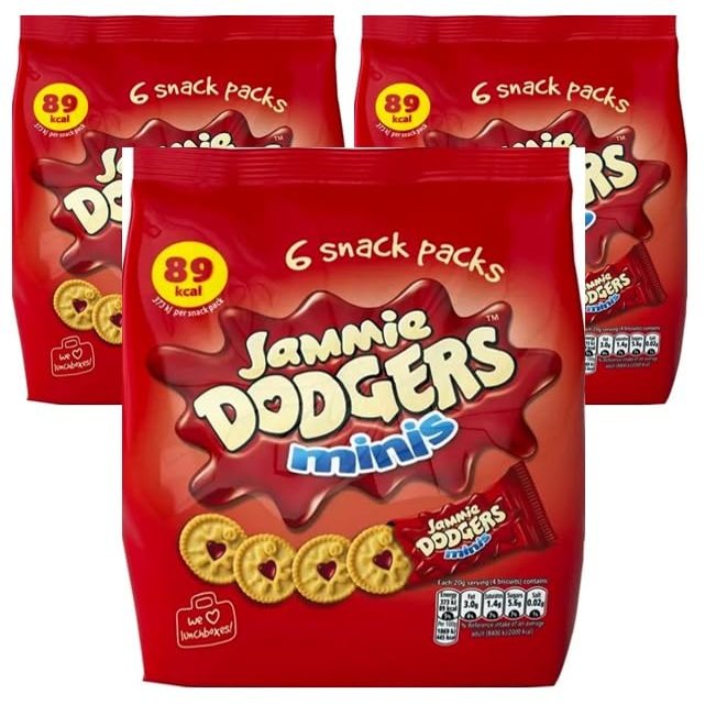 Jammie Dodgers Mini Multipack Raspberry Flavour, Christmas Snack Treat By Snackify | School Lunch box | Perfect Snack's for kids | Brithday gifts for kids 3-13 Years Boys & Girls ((20g x 18 bags))
