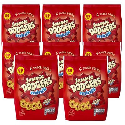 Jammie Dodgers Mini Multipack Raspberry Flavour, Christmas Snack Treat By Snackify | School Lunch box | Perfect Snack's for kids | Brithday gifts for kids 3-13 Years Boys & Girls ((20g x 48 bags))