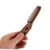 IWOWHERO Folding Wooden Beard Comb for Men Wide Tooth Design Pu Case Portable Pocket Grooming Tool Sandalwood Mustache Brush Travel Beard Accessory view 3