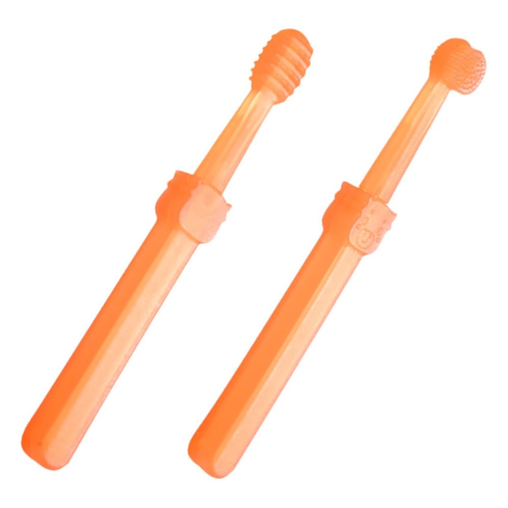 SEWOART 2pcs Silicone Boy Girl Toothbrush Gentle Brush Tongue Training Toothbrush Set for Boys and Girls Oral Hygiene