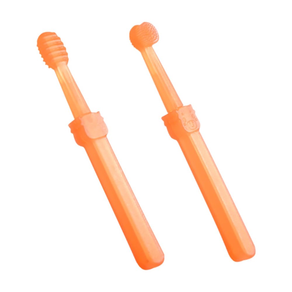 HAPINARY 2pcs Boy Girl Teething Brush Set Newborn Toothbrush Tongue Cleaner Soft Bristles for Toddlers Boys and Girls Oral Hygiene Kit