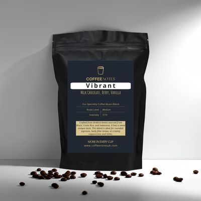 Coffee Notes Vibrant Blend Medium Roast, Milk Chocolate, Berry & Vanilla Notes, 7/10 Intensity. (500g, Whole Beans)
