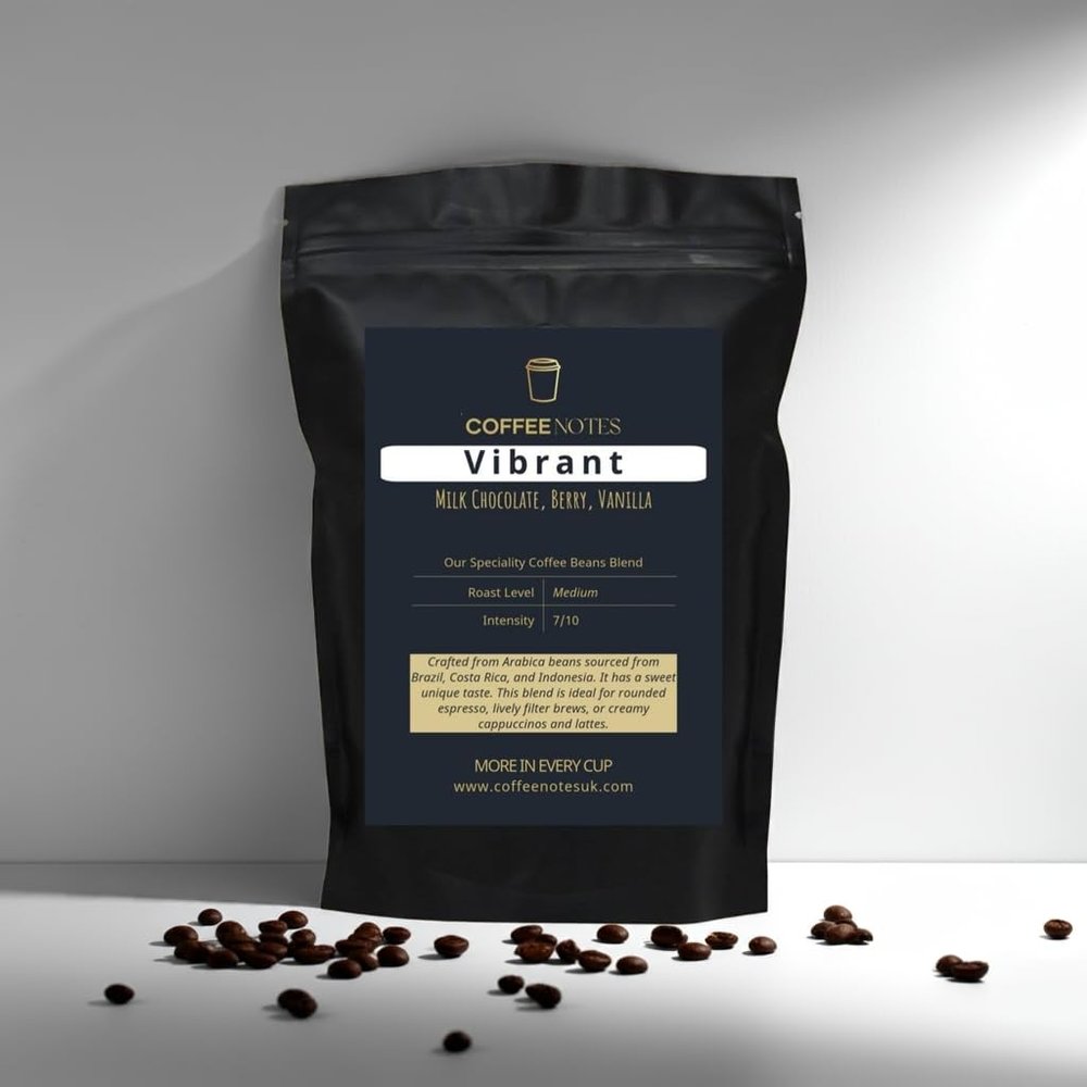 Coffee Notes Vibrant Blend Medium Roast, Milk Chocolate, Berry & Vanilla Notes, 7/10 Intensity. (500g, Whole Beans)