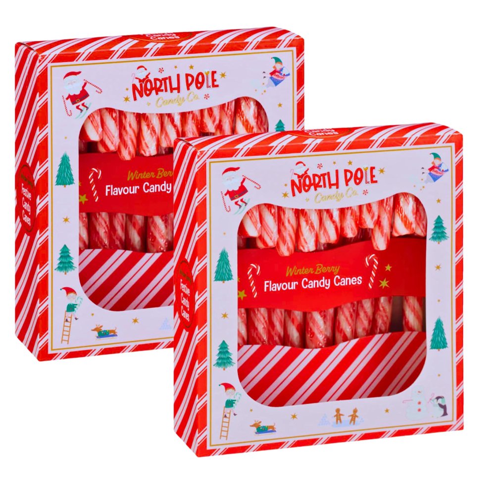 Assorted Flavour Christmas Candy Canes 24 Pieces, 260g | Christmas Sweets | Christmas Eve Box Fillers For Kids - Stocking Fillers Women Teenage Boys Men (Winter Berry)