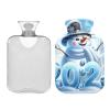 Snowman Celebrating New Year Hot Water Bottle Water Heating Pad Warm Water Heat Bottles for Menstrual Cramps Pain Relief, 2 Liters view 2