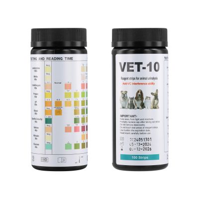 Anseom 100pcs Animal Urinalysis Reagent Strips 10 Parameters Urine Test Strips for Dogs Cats Fast Urine Dipsticks Test Paper Professional Ketones Level Monitor Test
