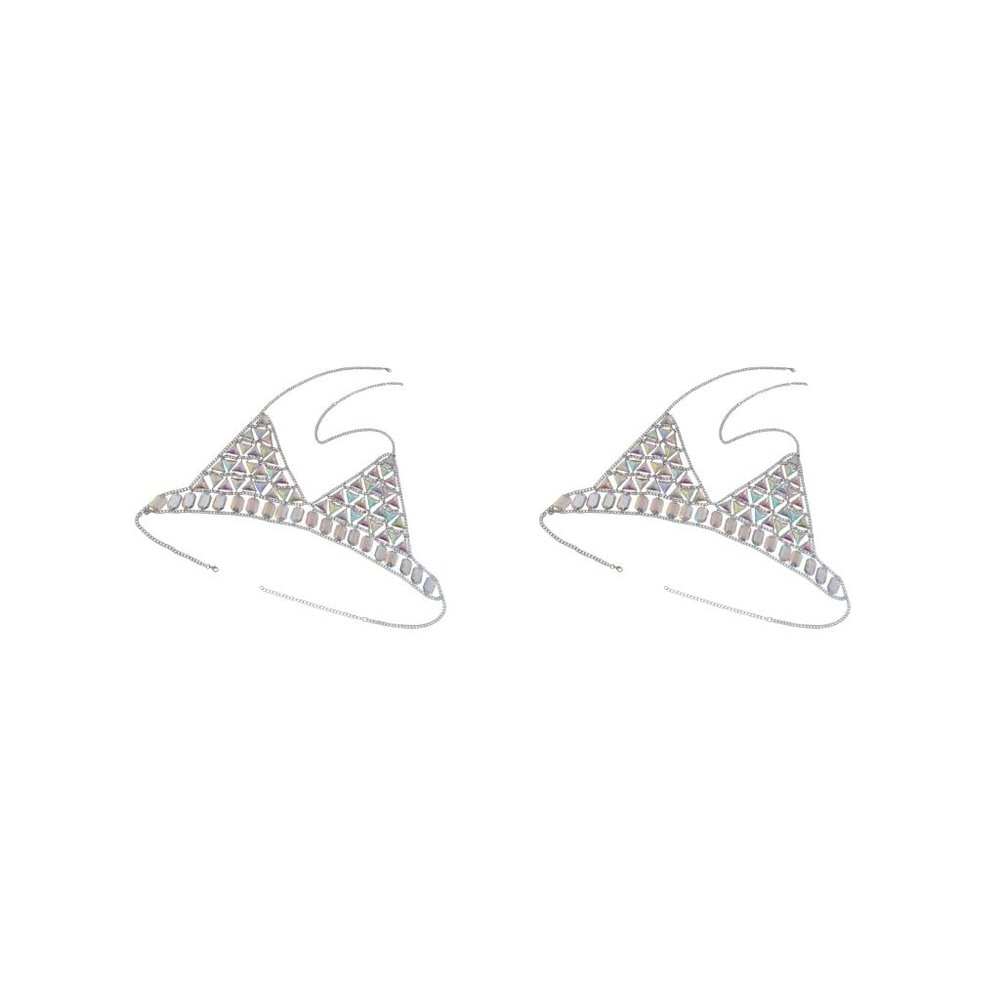 2 set New Women Harness Top Bra Bikini Chainmail Lingerie Chest Body Chain Silver