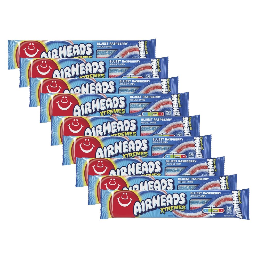 Airheads Xtremes Bluest Raspberry Sour Candy Belt 57g (Pack of 9)