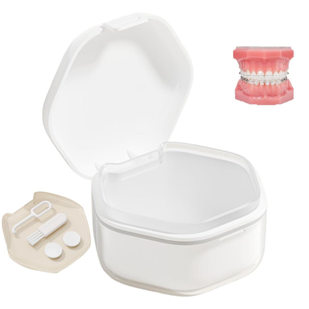 Denture Cup, Portable Denture Container Leak Proof | Denture Cleaning Case, Waterproof Denture Container for Offici