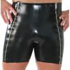 TUNAYI Latex Boxer Shorts With Zippers Front Rubber Boyshorts Bottoms-black with red-male XXL view 1