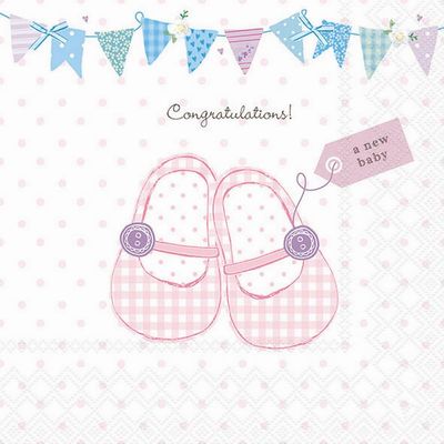 Ambiente 33cm 3-Ply Paper Napkins 20pcs - Baby Shoes Pink