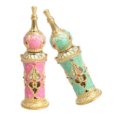 BELLIFFY 2pcs Small Empty Glass Bottles 12ml Refillable Decorative Bottles with Metal Caps Versatile Design for Essential Oils