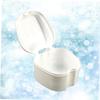 SECFOU Denture Bath Box Case Strainer White, Dental False Teeth Storage Container, Orthodontic Denture Retainer Cleaning Box for Home Use view 2