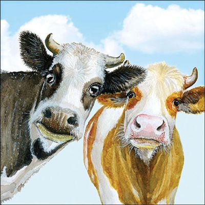 20 Napkins Animals Curious Cows as Table Decoration Paper Napkins with Motif Also for Decoupage and Decoupage 33 x 33 cm