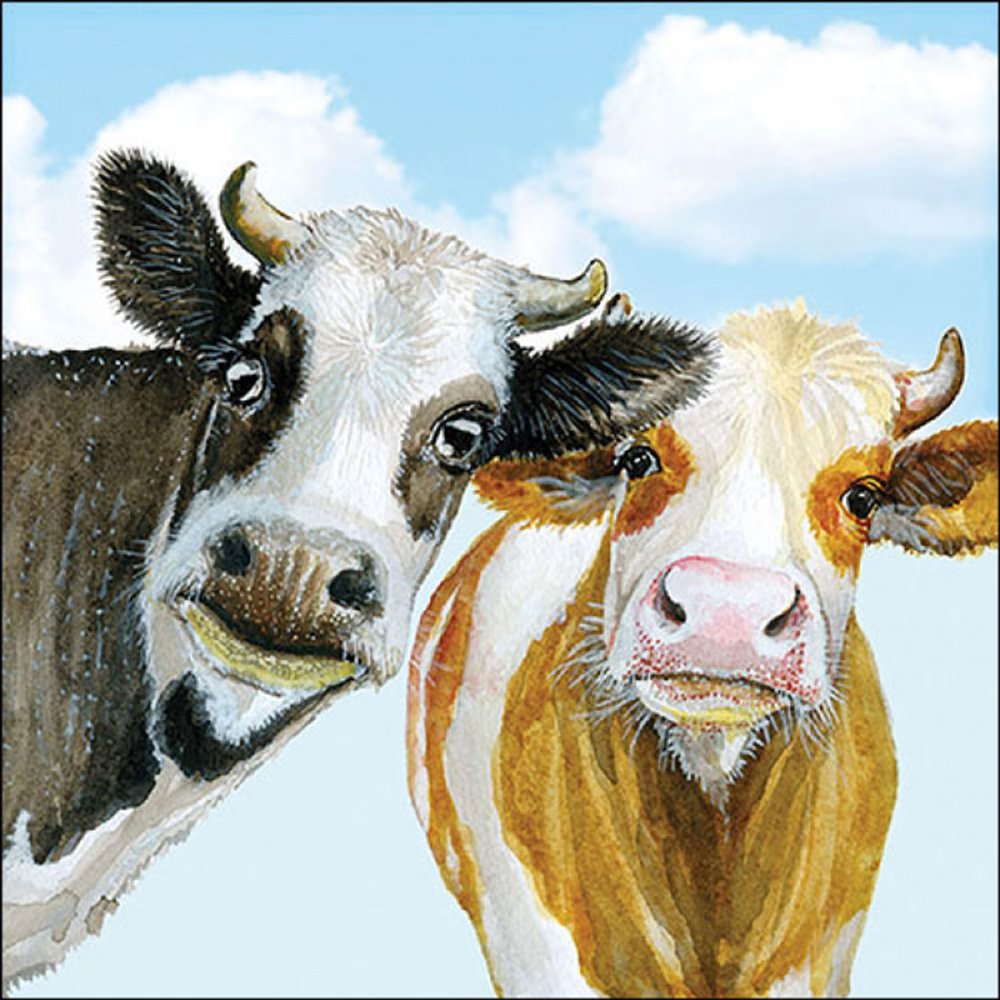 20 Napkins Animals Curious Cows as Table Decoration Paper Napkins with Motif Also for Decoupage and Decoupage 33 x 33 cm