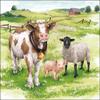 20 Napkins Animals Cow, Pig and Sheep as Table Decoration Paper Napkins with Motif Also for Decoupage and Decoupage 33 x 33 cm view 1