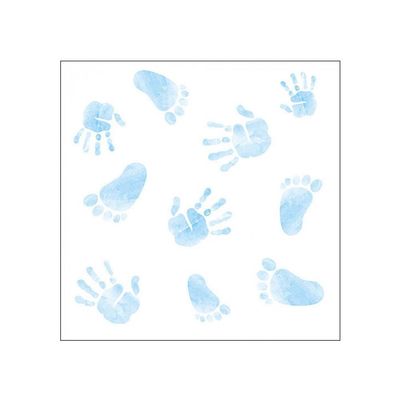 20 Napkins Children's Hands and Feet Blue Table Decoration Paper Napkins with Motif Also for Decoupage and Decoupage 33 x 33 cm