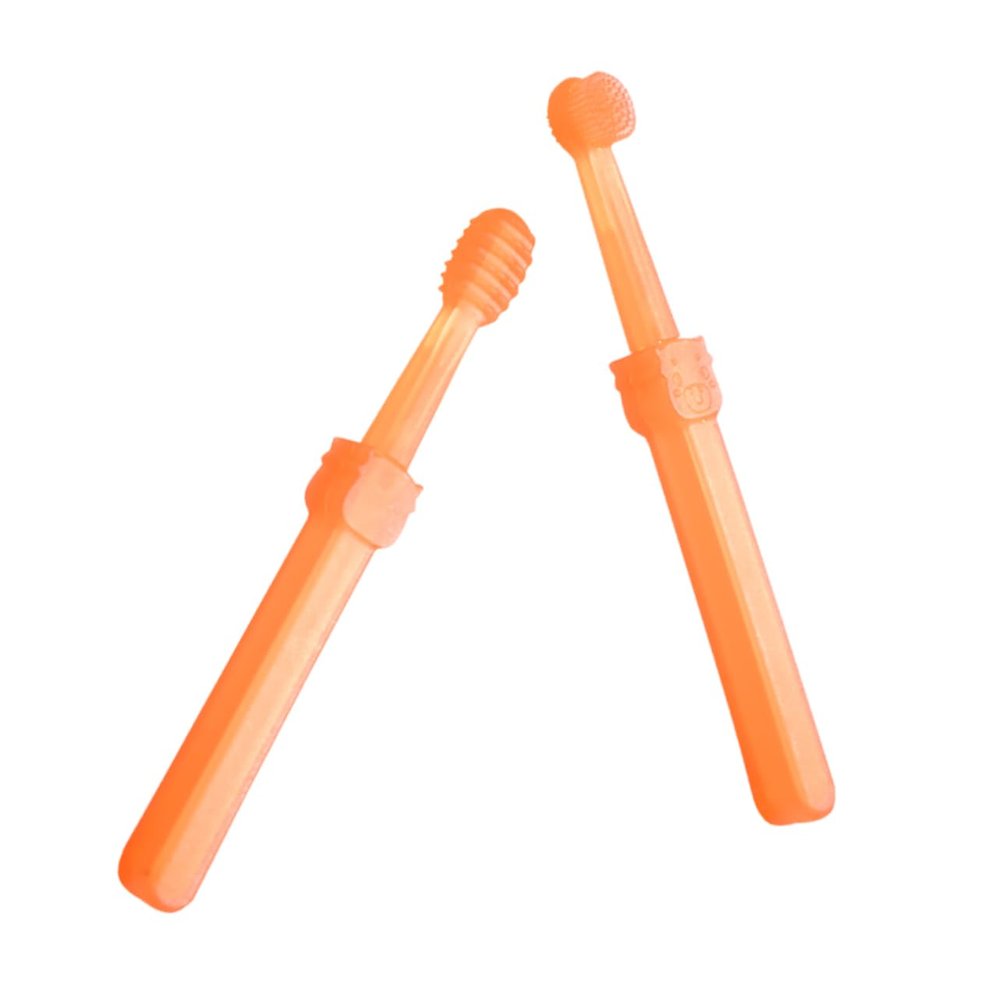 NOLITOY 2pcs Toothbrush Set Soft Silicone Oral Cleaner with Storage Box Gentle Brushing for Newborns Boy Girl Safe for Daily Use Lightweight Travel-Friendly Design