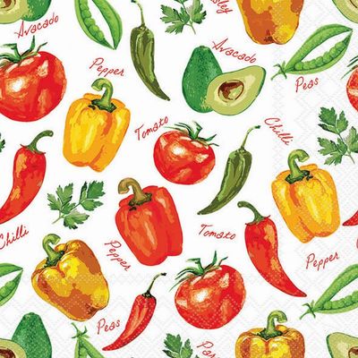 20 Napkins Food Vegetable with Herbs as Table Decoration Paper Napkins with Motif Also for Decoupage and Decoupage 33 x 33 cm