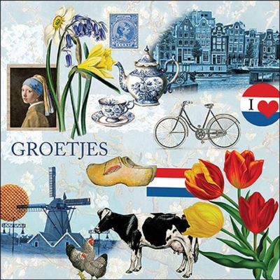 20 Napkins Country Symbols of Netherlands as Table Decoration Paper Napkins with Motif Also for Decoupage and Decoupage 33 x 33 cm