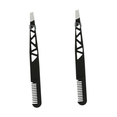 Baluue 2pcs Dual-use Eyebrow Tweezer for Women Professional Makeup Accessories Grooming Kit
