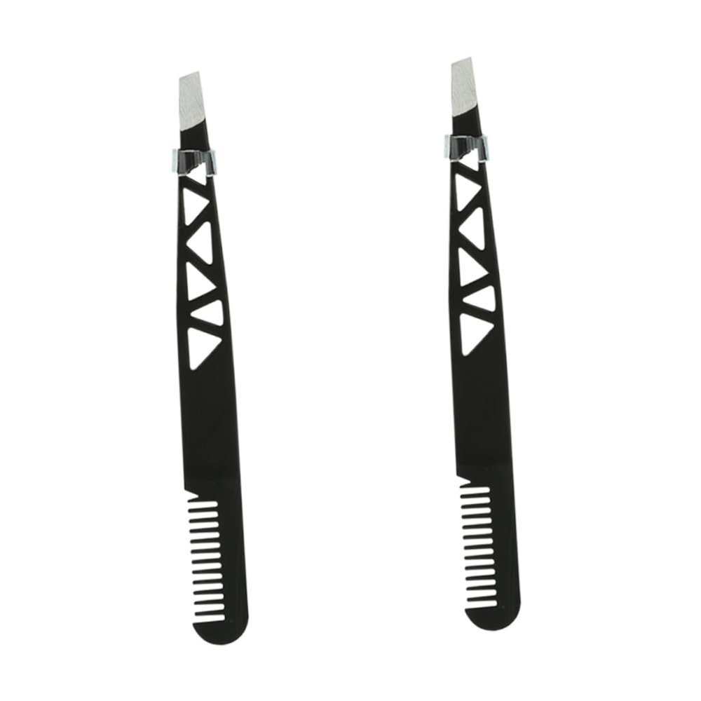 Baluue 2pcs Dual-use Eyebrow Tweezer for Women Professional Makeup Accessories Grooming Kit
