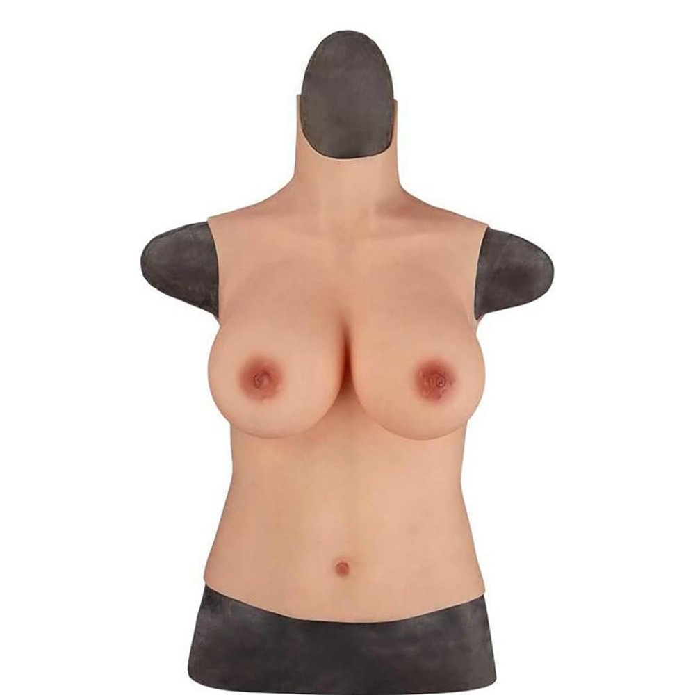 KRLZKID Lifelike Silicone Breast for Mastectomy Cosplay Crossdresser Transgender Half Body Breastplate,Color 1-E cup