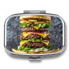 Extra Large Burger Pill Box for Pocket Square Pill Box 2 Compartment Decorative Portable Travel Pill Holder Tablet Vitamin Organizer Mini Pill Case view 1