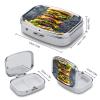 Extra Large Burger Pill Box for Pocket Square Pill Box 2 Compartment Decorative Portable Travel Pill Holder Tablet Vitamin Organizer Mini Pill Case view 2