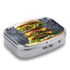 Extra Large Burger Pill Box for Pocket Square Pill Box 2 Compartment Decorative Portable Travel Pill Holder Tablet Vitamin Organizer Mini Pill Case view 3