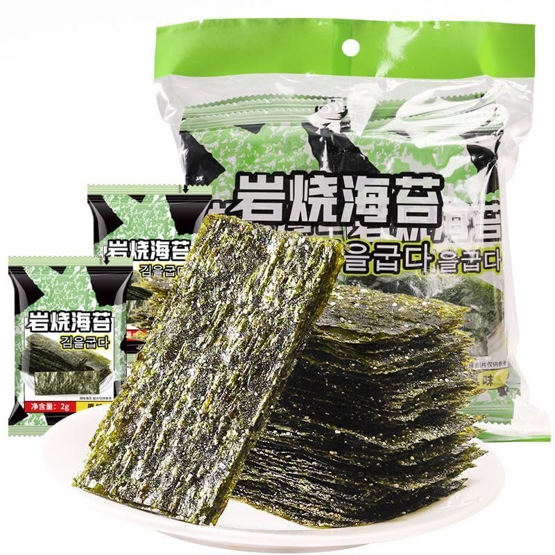 Crispy seaweed slices, freeze-dried seaweed, crispy vegetable slices, rice mixed seaweed, healthy and nutritious seaweed crisps, leisure snacks, side dishes, vegan (Original flavor,4 packs)