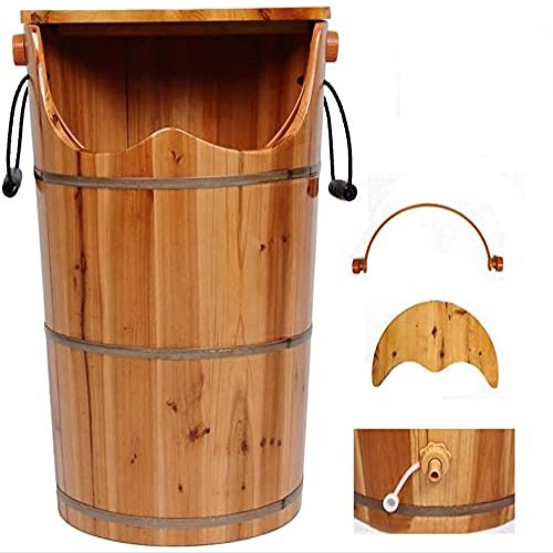 Wooden Barrel Foot Spa Household Gift Wood Bucket Foot Spa Tub for Soaking Feet Massager Foot Tub Wood Foot Basin Tub Bucket Durable Foot Basin with Lid Independence for Foot Bath Massage Spa