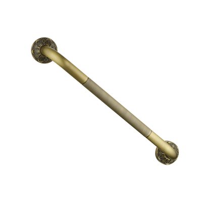 Vintage Gold Antique Brass Shower Grab Rail Bathroom Handrail with Anti Slip Handle Screw Mounted Bath Safety Bar for Decorative Bathroom Accessories Petal Relief Series 51.5cm