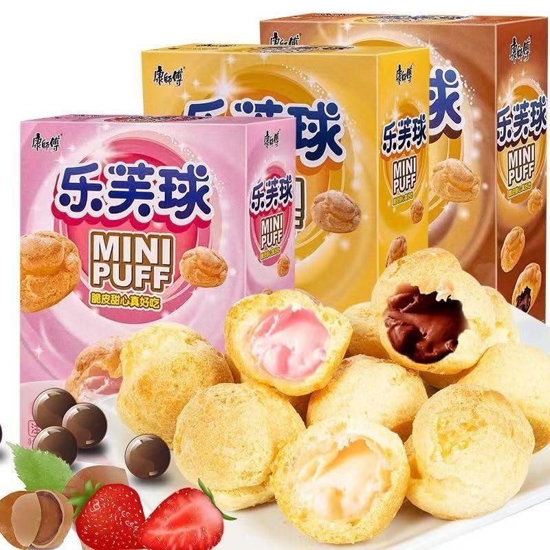 Chocolate Strawberry Cream Puffs,Desserts,Pastries,Dim Sum,Fruit Loaves,Healthy Breakfast Bread,Fruit Snacks,Instant Meal replacements,Snack Foods,Delicious Snack Gifts (3 flavor mix,3 boxes)