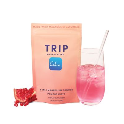 TRIP Magnesium Glycinate Powder - 7,500MG Magnesium per Pack with L-Theanine & Lions Mane, Delicious Pomegranate Orange Blossom Flavour, Sugar Free, 1 Pack - 30 Drink Mix Servings