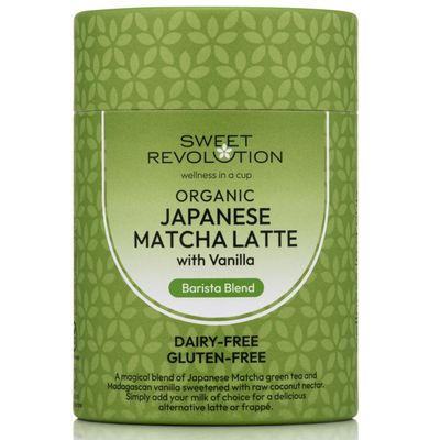 Sweet Revolution Organic Matcha Latte with Vanilla Barista Blend (2 x 100g) tub. Gluten Free, Dairy Free, Refined Sugar-Free.