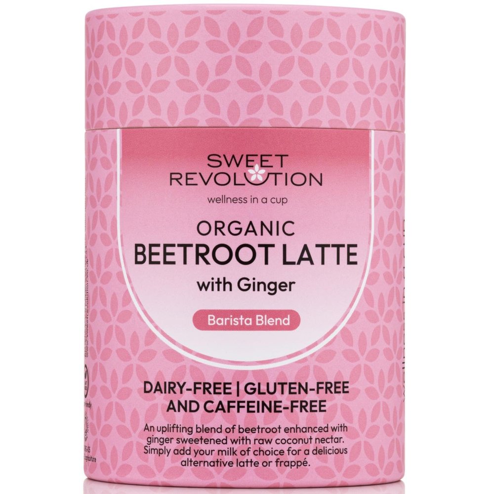 Sweet Revolution Organic Beetroot Latte with Ginger Barista Blend (2 x 100g) tub. Gluten Free, Dairy Free, Refined Sugar-Free.