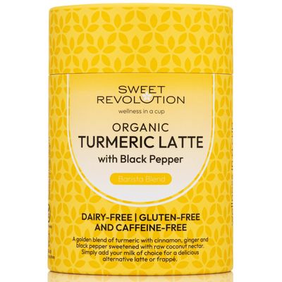 Sweet Revolution Organic Turmeric Latte with Black Pepper Barista Blend (2 x 100g) tub. Gluten Free, Dairy Free, Refined Sugar-Free.