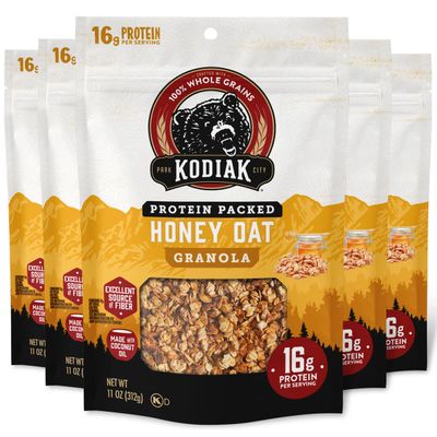Kodiak Cakes Muesli, Honey Oats, Protein Rich, 100% Whole Grain (5 Bags)